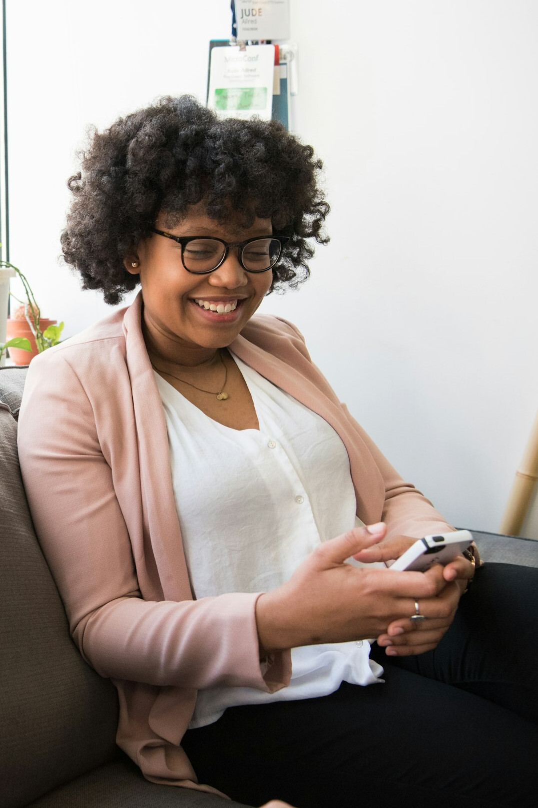 woman looking at phone