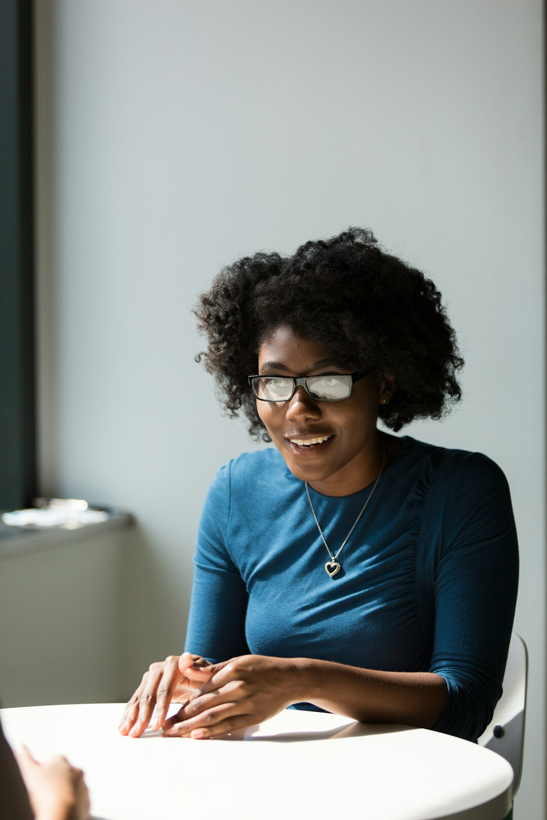 woman speaking in interview