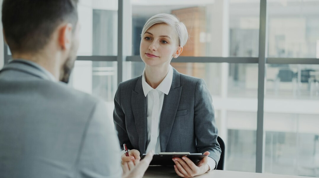 woman talking in interview